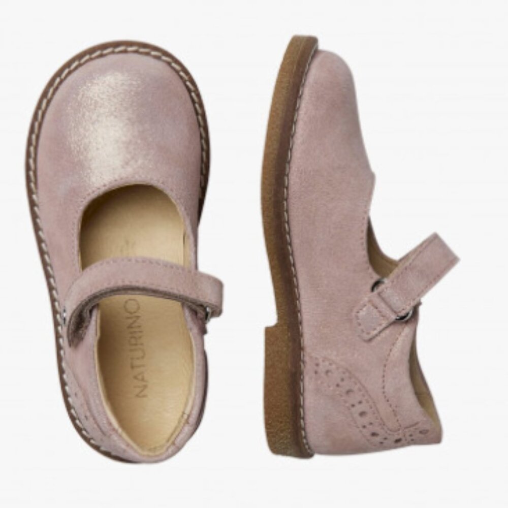 NATURINO FROCC SUEDE GLITTER TODDLER BALLET FLAT SHOES, ROSE, EU SIZE 25